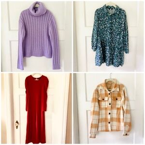 Girls Clothes Lot Of 4 Size M 7-8 Jumper Dress Plaid Shaket Sweater School Fall